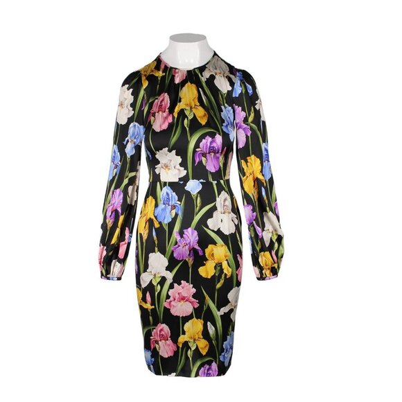 Dolce & Gabbana Iris Print Stretch Silk Midi Dress 38 2 - Picture 6 of 16